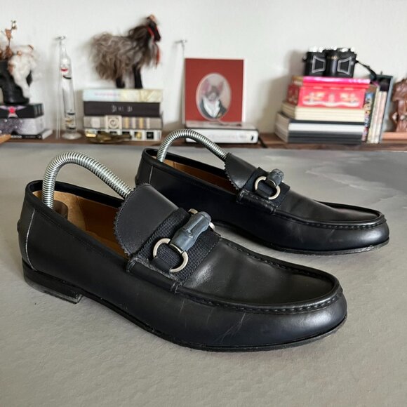 Gucci Leather Bamboo Horsebit Slide Loafers Slip Ons - Picture 1 of 10